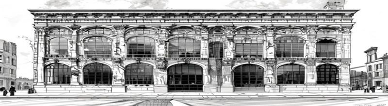 Panoramic exterior view of the Bank of England Threadneedle Street headquarters at dawn, the imposing windowless 1930s neoclassical Soane stone curtain wall and corner pediment lit by low golden sun, modern City of London glass towers rising in the background, no people no faces no hands